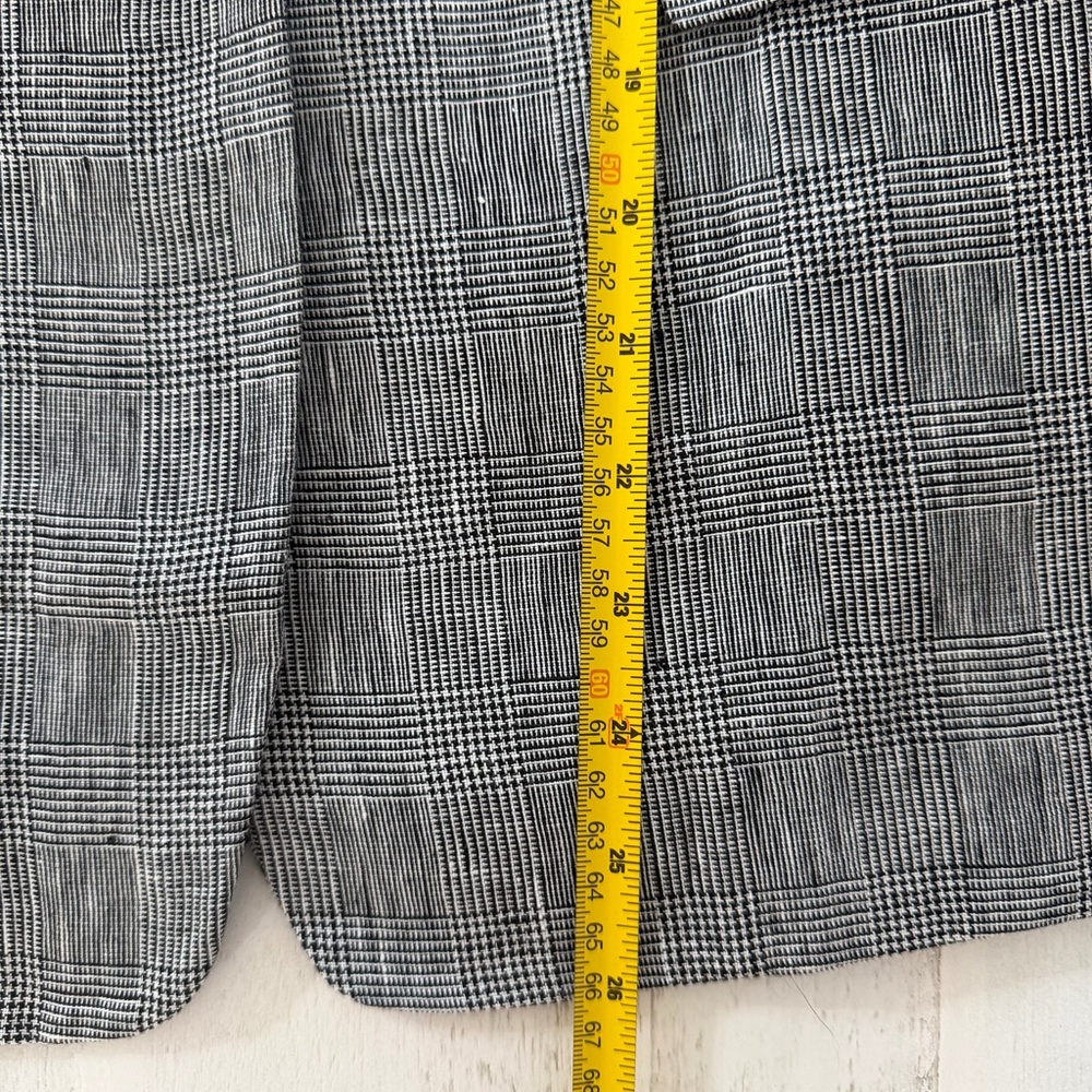 Massimo Dutti Elegant Gray Blazer Size 10 Linen Plaid Jacket - Picture 14 of 15